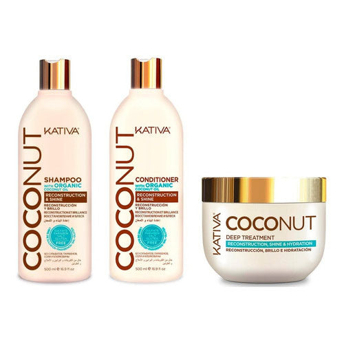 Kit Completo Coconut Shampoo - Acondicionador - Tratamiento Kativa