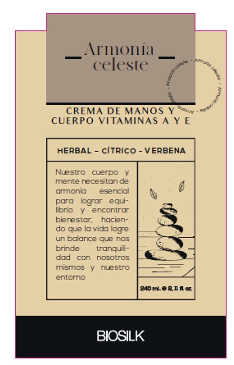 Crema de Manos y Cuerpo con Vitaminas A & E Armonia Celeste Biosilk