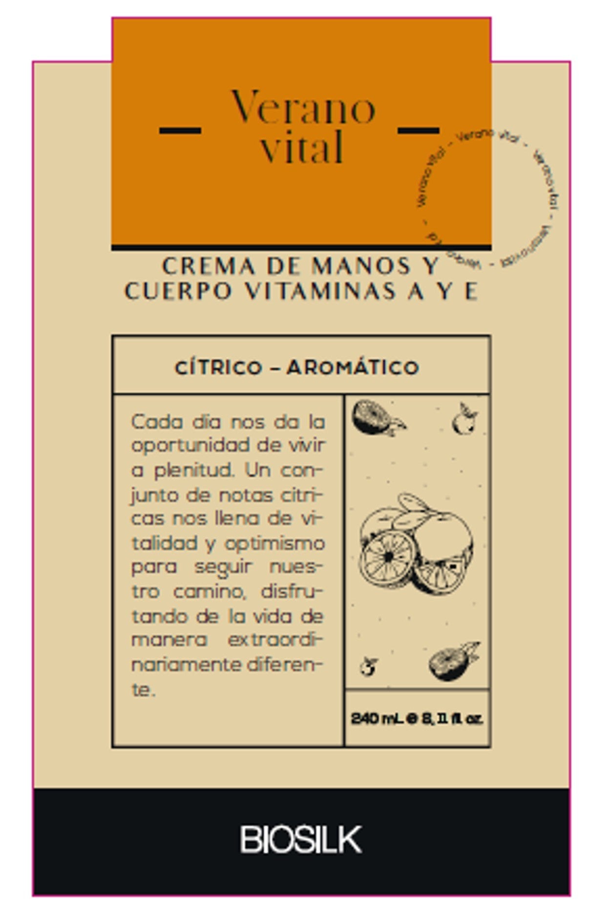 Crema de Manos y Cuerpo con Vitaminas A & E Verano Vital Biosilk