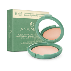 Polvo Facial Compacto con Polvo de Arroz, Aloe Vera y Filtro Solar Ana María