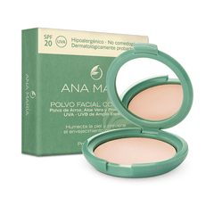 Polvo Facial Compacto con Polvo de Arroz, Aloe Vera y Filtro Solar Ana María