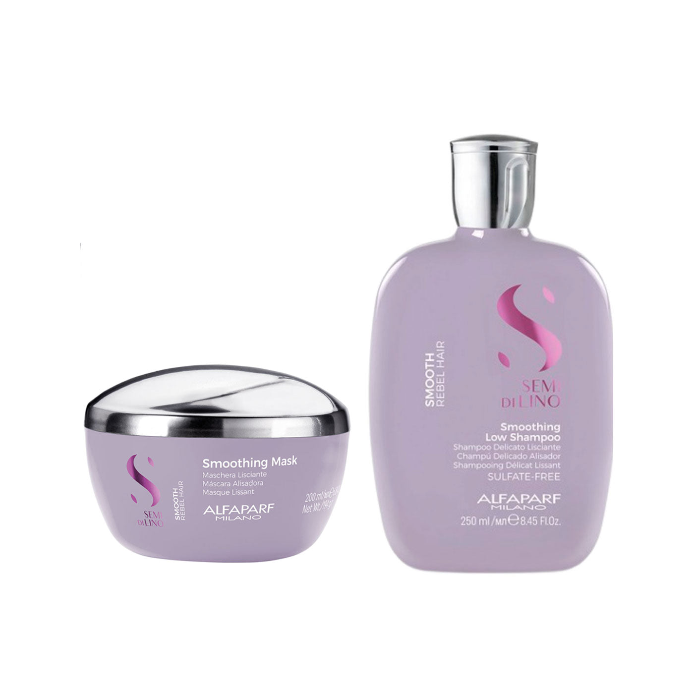 Kit Semi Di Lino Smooth Cabello Rebelde Shampoo - Mascarilla Alfaparf Milano