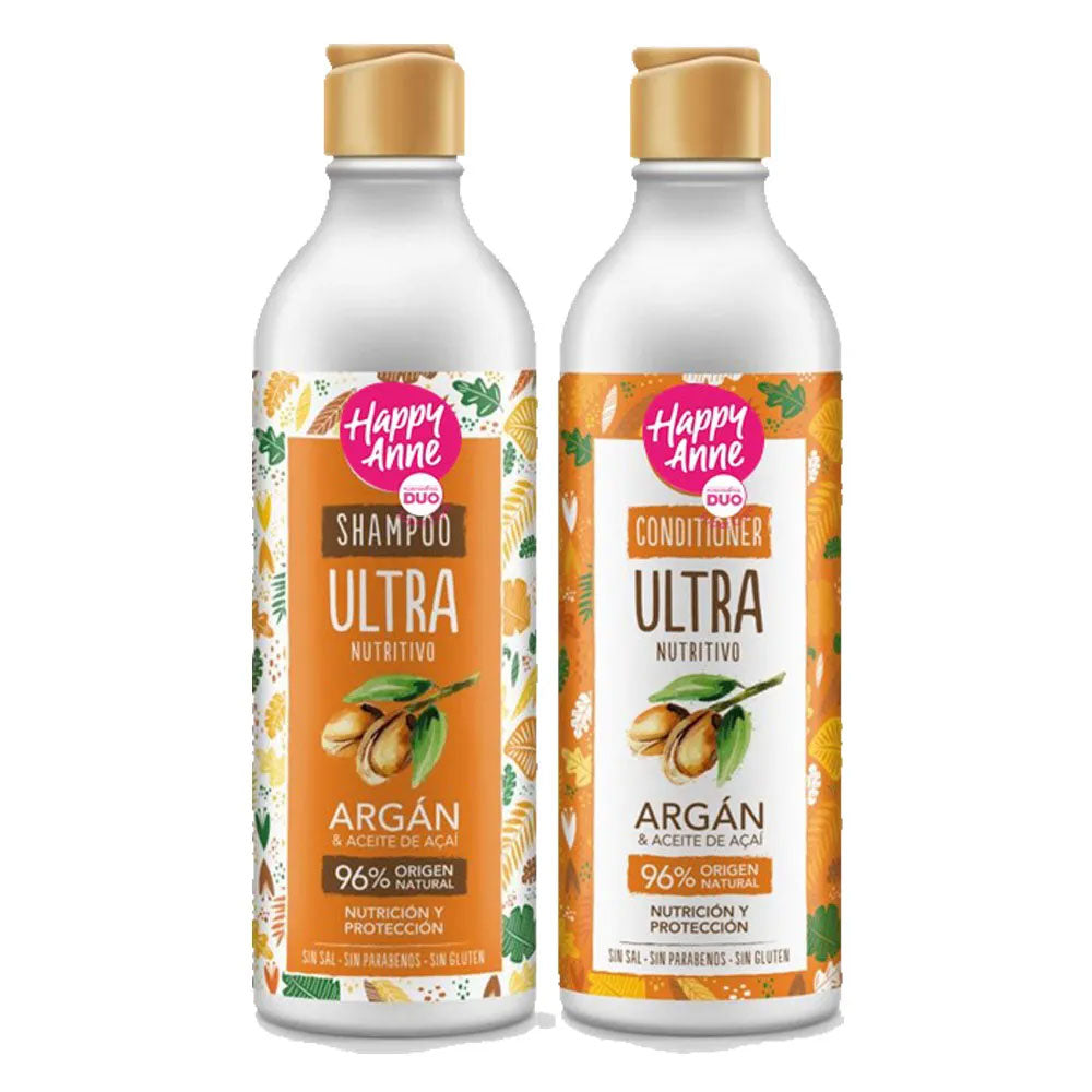 Kit Nutritivo Argán y Aceite de Acaí Shampoo - Acondicionador Vegano Happy Anne