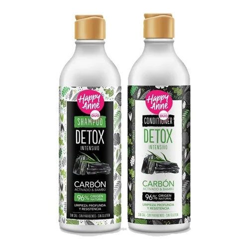 Kit Detox Carbón Activado y Bambú Shampoo - Acondicionador Vegano Happy Anne