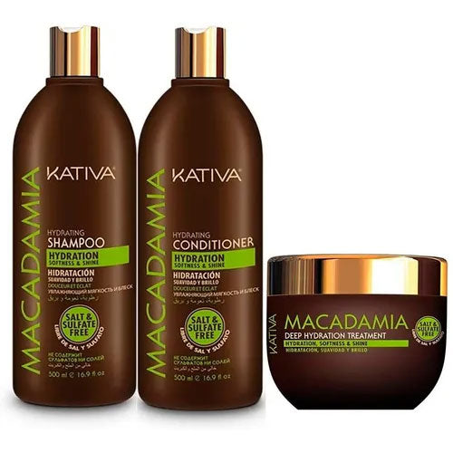 Kit Completo Macadamia Shampoo - Acondicionador - Tratamiento Kativa