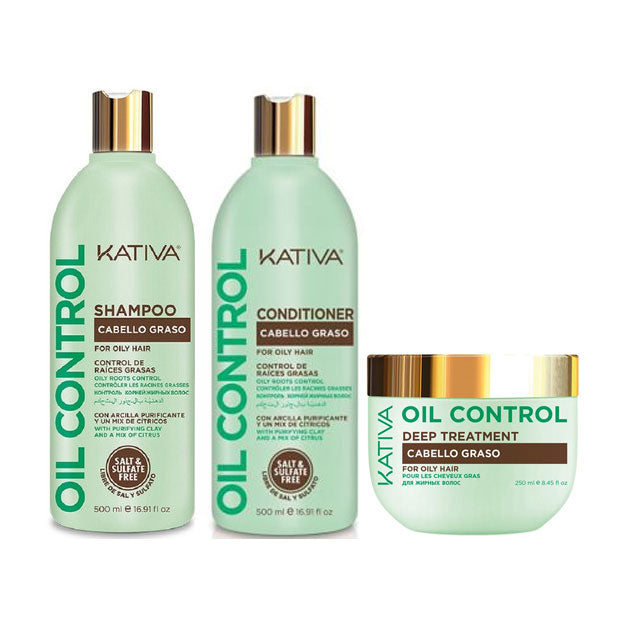 Kit Oil Control Cabello Graso Shampoo - Acondicionador - Tratamiento Kativa
